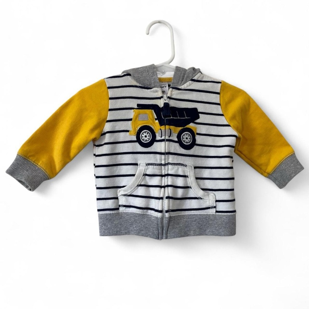 100% Cotton Striped Color Block Embroidered Appliqué 6M Boy Carter’s Zip Hoodie